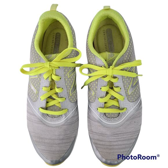New Balance lace up sneakers gray neon green, EUC, size 9 - Picture 2 of 7